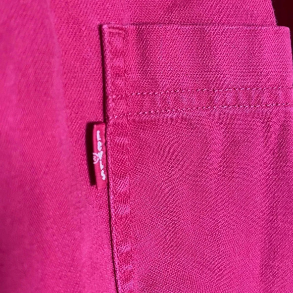 LEVI's Men's VINTAGE Red Button-Up Thick 100% Cotton Fabric Size Large - Picture 8 of 11